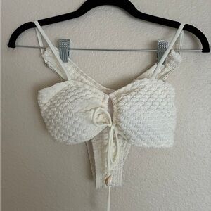 SHEIN Textured White Bikini Set (Size S)